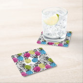 Pop kunstananassen en palmbladeren 2 kartonnen onderzetters (Insitu)