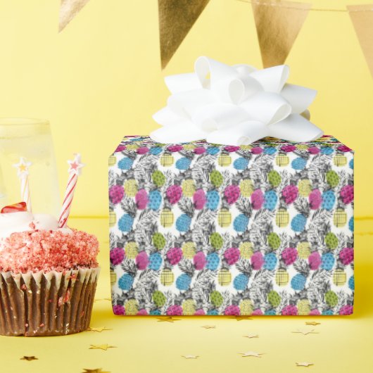 Pop kunstananassen en palmbladeren cadeaupapier (Verjaardagsfeest)
