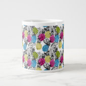 Pop kunstananassen en palmbladeren grote koffiekop (Voorkant)