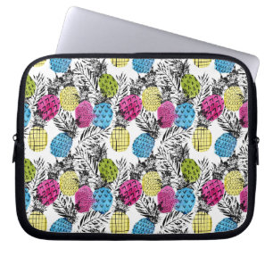 Pop kunstananassen en palmbladeren laptop sleeve