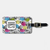 Pop kunstananassen en palmbladeren | Monogram Bagagelabel (Voorkant horizontaal)