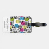 Pop kunstananassen en palmbladeren | Monogram Bagagelabel (Achterkant horizontaal)