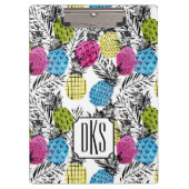 Pop kunstananassen en palmbladeren | Monogram Klembord (Voorkant)