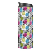 Pop kunstananassen en palmbladeren | Monogram Thermosbeker (Geroteerd rechts)