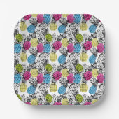 Pop kunstananassen en palmbladeren papieren bordje (Voorkant)