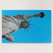 Pop Kunstbeeld van Liberty Blue Grey New York Legpuzzel (Horizontaal)