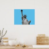 Pop Kunstbeeld van Liberty Blue Greyscale New York Poster (Keuken)