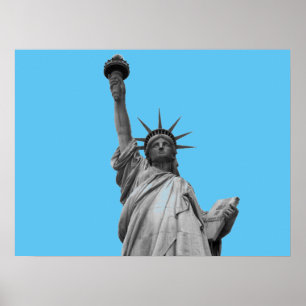 Pop Kunstbeeld van Liberty Blue Greyscale New York Poster