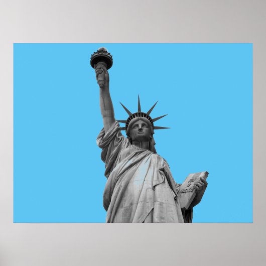 Pop Kunstbeeld van Liberty Blue Greyscale New York Poster (Voorkant)