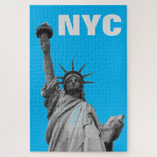 Pop Kunstbeeld van Liberty Blue New York City Legpuzzel