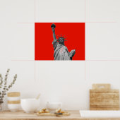 Pop Kunstbeeld van Liberty Red Greyscale New York Poster (Keuken)