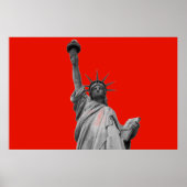 Pop Kunstbeeld van Liberty Red Greyscale New York Poster (Voorkant)