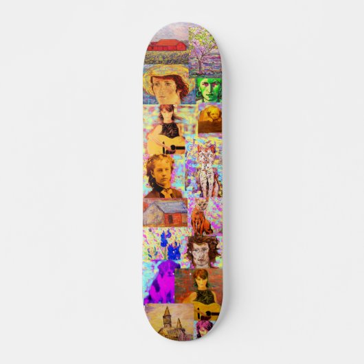 pop kunstcollage persoonlijk skateboard (Voorkant)
