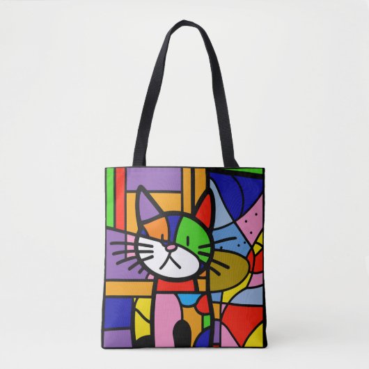 Pop Kunstkatontwerp levendig en kleurrijk Tote Bag (Voorkant)