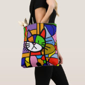 Pop Kunstkatontwerp levendig en kleurrijk Tote Bag (Dichtbij)