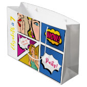 Pop kunstmeisje komische verjaardag groot cadeauzakje (Achterkant Gekanteld)