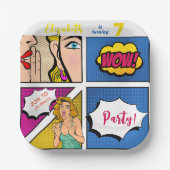 Pop kunstmeisje komische verjaardag papieren bordje (Voorkant)