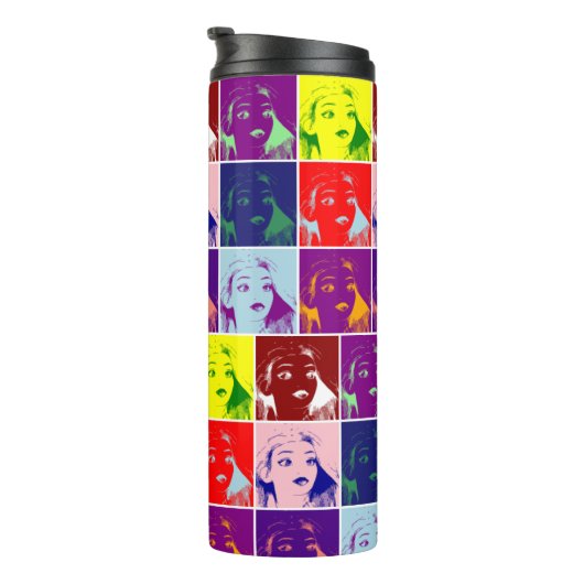 Pop, kunstmeisje met lange haren thermosbeker (Geroteerd rechts)