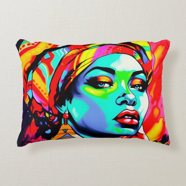 Pop Kunstportret Accent Kussen (Voorkant)