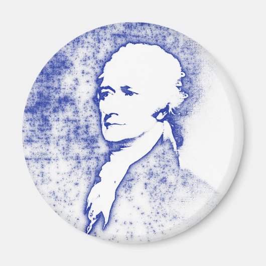 Pop Kunstportret Alexander Hamilton in blauw Magneet (Voorkant)