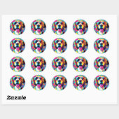 Pop Kunstportret Beagle Ronde Sticker (Vel)
