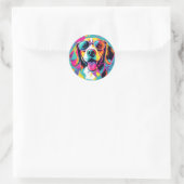 Pop Kunstportret Beagle Ronde Sticker (Tas)