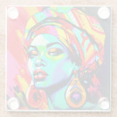 Pop Kunstportret Glazen Onderzetter (Achterkant)