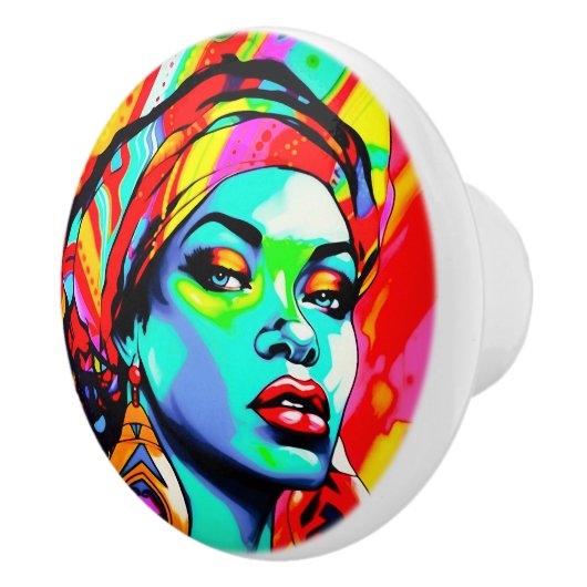 Pop Kunstportret Keramische Knop (Rechts)