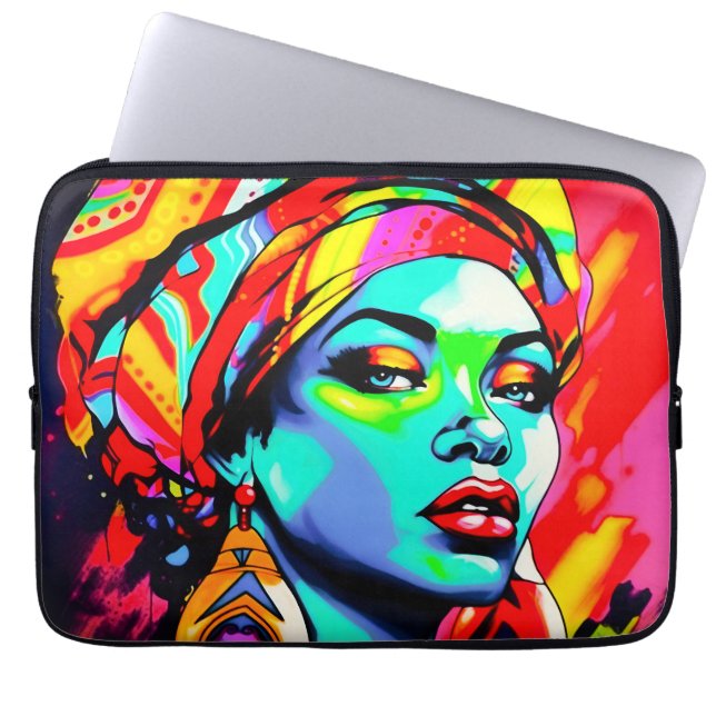 Pop Kunstportret Laptop Sleeve (Voorkant)
