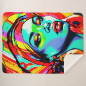 Pop Kunstportret Sherpa Deken (Voorkant (horizontaal))