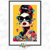 Pop Kunstportret van Vrouw in heldere kleuren Poster