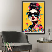 Pop Kunstportret van Vrouw in heldere kleuren Poster