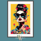 Pop Kunstportret van Vrouw in heldere kleuren Poster