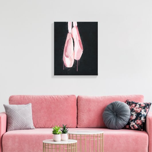 Pop Kunstroze balletschoenen Canvas Afdruk (Insitu (Woonkamer))