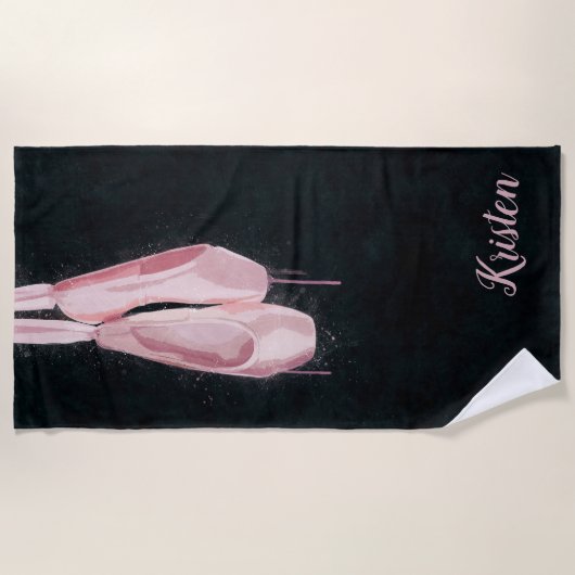 Pop Kunstroze balletschoenen Strandlaken (Voorkant)