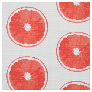 Pop Kunstroze grapefruitjes - witte achtergrond Stof
