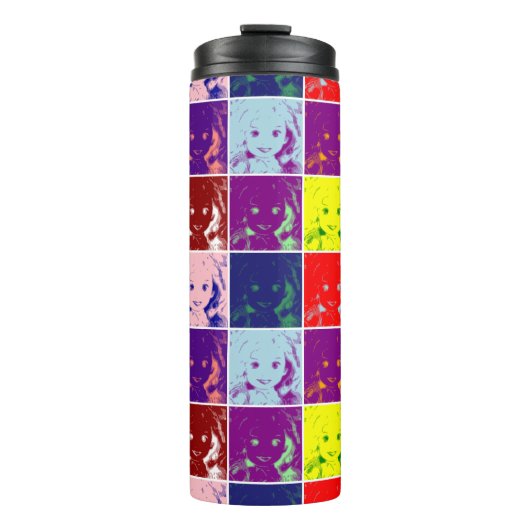 pop kunstschildluis inkt portret thermosbeker (Voorkant)