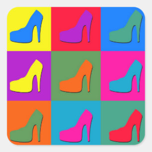 Pop kunstschoenen vierkante sticker
