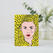 Pop Kunststijl Comic Book Yellow Blonde Sad Girl Briefkaart (Staand voorkant)