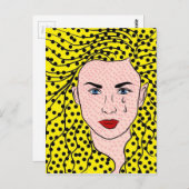 Pop Kunststijl Comic Book Yellow Blonde Sad Girl Briefkaart (Voorkant / Achterkant)