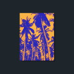 Pop-Kunststijl palmbomen in blauw en Oranje Canvas Afdruk<br><div class="desc">Pop-Kunststijl palmbomen afbeelding in blauw en Oranje</div>
