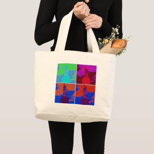 Pop Kunststijl Vrijheidsbeeld Grote Tote Bag (Voorkant (product))