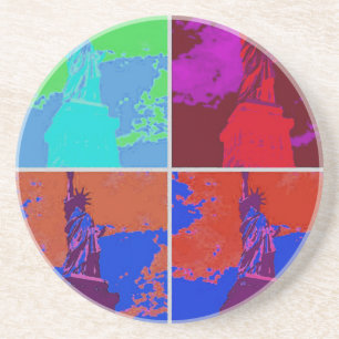 Pop Kunststijl Vrijheidsbeeld Zandsteen Onderzetter