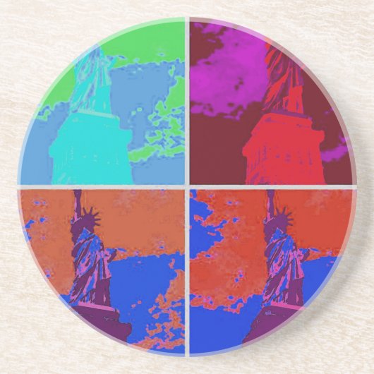 Pop Kunststijl Vrijheidsbeeld Zandsteen Onderzetter (Voorkant)