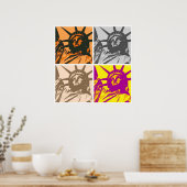 Pop Kunststijlbeeld Vrijheid 4 kleuren Poster (Keuken)