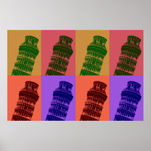 Pop Kunsttower van Pisa Italië reisposter Poster