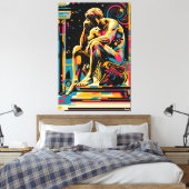Pop kunstvisie van de denker canvas afdruk (Insitu (Slaapkamer))