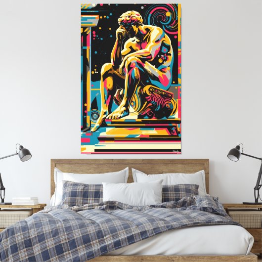 Pop kunstvisie van de denker canvas afdruk (Insitu (Slaapkamer))