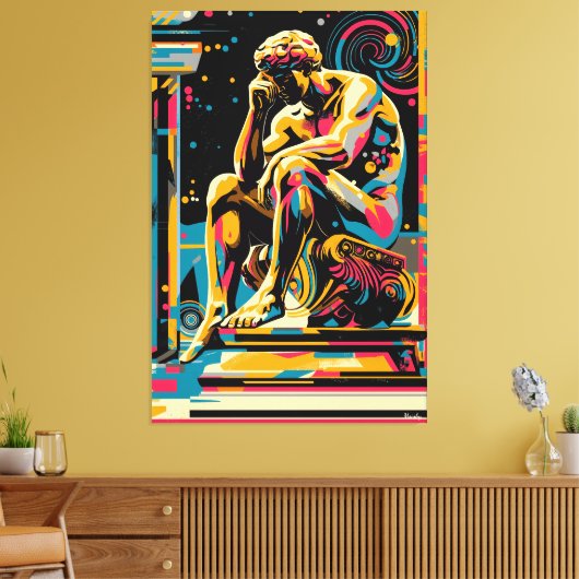 Pop kunstvisie van de denker canvas afdruk (Insitu (Woonkamer))