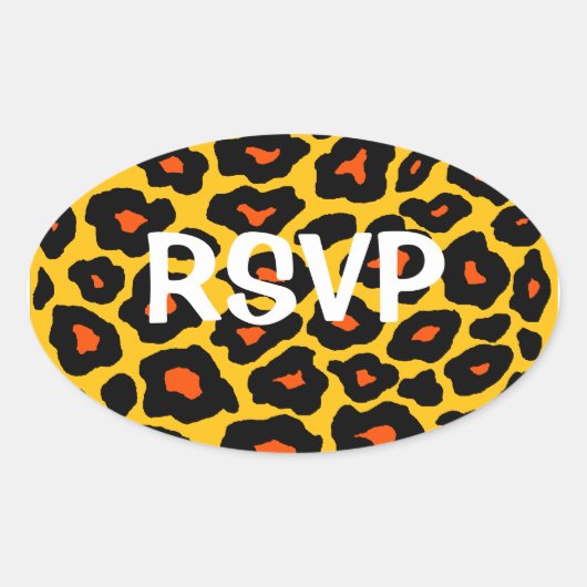  Pop Leopard Ovale Sticker (Voorkant)